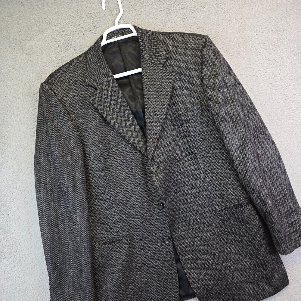 Stafford Sport Coat Mens 46 Wool Cashmere‎ Herringbone Tweed Blazer Suit Jacket